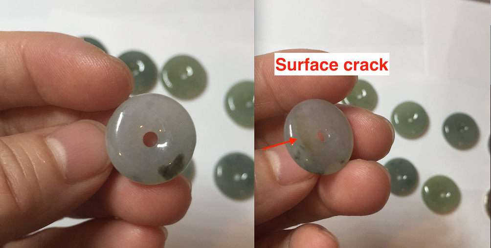 17.8mm Type A 100% Natural icy watery dark green white gray Jadeite Jade Safety Guardian Button donuts Pendant group PB151