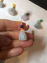 Load image into Gallery viewer, 100% Natural type A dark green/purple/gray Jadeite Jade lotus pod hanger BF40
