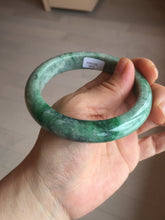 Load image into Gallery viewer, 60.5mm certified Type A 100% Natural sunny green gray black Jadeite Jade bangle BS81-9872
