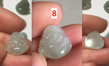 Load image into Gallery viewer, 100% Natural type A icy watery dark green/light green/yellow/white small happy Buddha (拇指佛) jadeite Jade pendant group AU18
