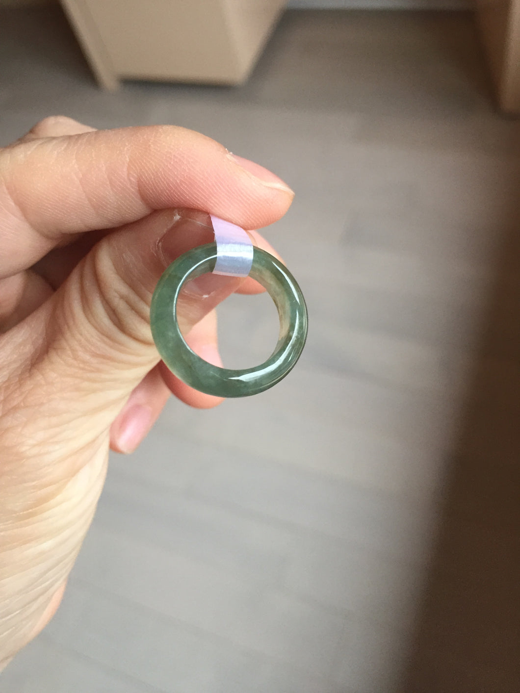 100% natural type A ice watery oily dark green/gray/black(冰油青) jadeite jade band ring PB121