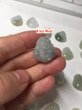 Load image into Gallery viewer, 100% Natural type A icy watery light green white small happy Buddha (拇指佛) jadeite Jade pendant group F131
