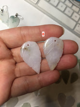 Load image into Gallery viewer, 100% natural type A white purple green yellow jadeite jade leaf pair pendant/earring group BP156
