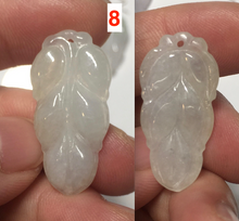 Load image into Gallery viewer, 100% natural type A icy watery white purple green jadeite jade  leaf pendant group F157
