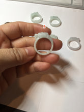 Load image into Gallery viewer, 100% natural type A light green/gray/white one-piece carved dragon jadeite jade ring group F154
