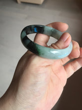 Load image into Gallery viewer, 47mm Certified Type A 100% Natural dark green Jadeite Jade oval bangle AH93-4483
