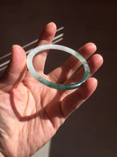 Load image into Gallery viewer, 55.3mm Certified type A 100% Natural icy watery dark green white half mountain half water two-tone(半山半水) slim round cut Jadeite bangle BG218-8579
