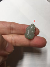 Load image into Gallery viewer, 100% natural type A icy watery jadeite jade green/white 3D PiXiu(貔貅) pendant necklace F160
