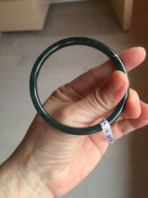 Load image into Gallery viewer, 58.3mm Certified Type A 100% Natural dark green/blue/gray Guatemala slim round cut Jadeite bangle BP202-5522

