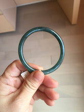 Load image into Gallery viewer, 54mm Certified Type A 100% Natural dark green/blue/gray with Guatemala slim round cut Jadeite bangle BG199-8829
