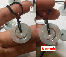 Load image into Gallery viewer, 21-25mm Type A 100% Natural icy watery light green/clear/white Jadeite Jade concentric circle safety Guardian ring Pendant (子母扣,同心环) group PA171
