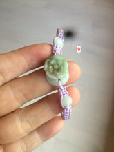 Load image into Gallery viewer, 15-16mm 100% natural type A green/white flower jadeite jade beads group A121
