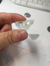 Load image into Gallery viewer, 100% Natural icy watery light green/white 3D Jadeite Jade butterfly pendant AF16
