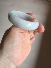 Load image into Gallery viewer, 47.5mm certified 100% natural Type A icy watery green white broad style oval jadeite jade bangle BK129-0267
