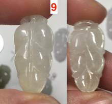 Load image into Gallery viewer, 100% natural type A icy watery white purple green jadeite jade  leaf pendant group F157
