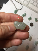 Load image into Gallery viewer, 100% natural type A icy watery jadeite jade green/white 3D PiXiu(貔貅) pendant necklace F160
