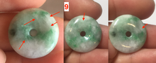 Load image into Gallery viewer, 19.3-22.4mm Type A 100% Natural sunny green/purple/gray Jadeite Jade Safety Guardian Button donuts Pendant group BL147
