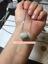 Load image into Gallery viewer, 13.3-13.5mm Type A 100% Natural sunny green/white/light purple olive shape Jadeite Jade LuluTong (Every road is smooth) bead pendant group BP154
