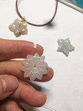 Load image into Gallery viewer, Type A 100% Natural light green/white jadeite Jade flower Pendant AZ91

