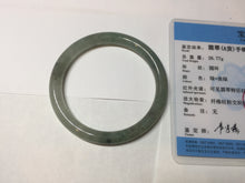 Load image into Gallery viewer, 55mm Certified Type A 100% Natural icy watery light green/dark green/black round cut Jadeite bangle PD109-8541
