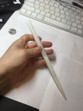Load image into Gallery viewer, 20.5cm 100% Natural light green white Xiu Jade Serpentine oval style hairpin AW19
