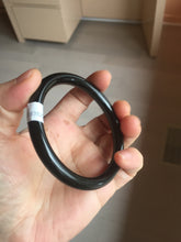 Load image into Gallery viewer, 59.5mm 100% Natural dark green/black meteorite Stellar Night sky round cut nephrite bangle HF101-8251
