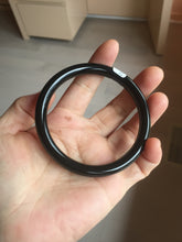 Load image into Gallery viewer, 59.5mm 100% Natural dark green/black meteorite Stellar Night sky round cut nephrite bangle HF101-8251
