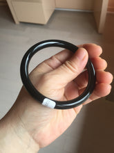 Load image into Gallery viewer, 59.5mm 100% Natural dark green/black meteorite Stellar Night sky round cut nephrite bangle HF101-8251
