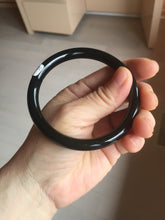 Load image into Gallery viewer, 59.5mm 100% Natural dark green/black meteorite Stellar Night sky round cut nephrite bangle HF101-8251
