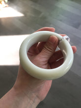 Load image into Gallery viewer, 57.7mm 100% Natural White/beige/brown silk milky flying dandelions chubby Hetian nephrite Jade bangle HE26
