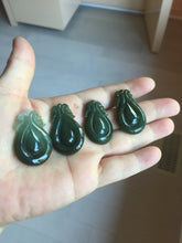 Load image into Gallery viewer, 100% Natural type A dark green/gray/black(油青) Jadeite Jade seashell (福贝)  pendant group BP187
