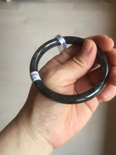 Load image into Gallery viewer, 55.5mm Certified Type A 100% Natural black (Wuji) slim round cut Jadeite Jade bangle PC43-2572
