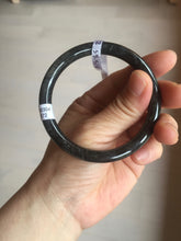Load image into Gallery viewer, 55.5mm Certified Type A 100% Natural black (Wuji) slim round cut Jadeite Jade bangle PC43-2572
