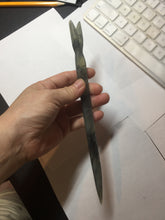 Load image into Gallery viewer, 22cm 100% Natural light green black Xiu Jade Serpentine vantage fish square style hairpin AW21
