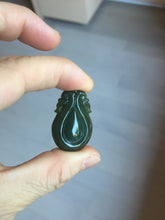 Load image into Gallery viewer, 100% Natural type A dark green/gray/black(油青) Jadeite Jade seashell (福贝)  pendant group BP187

