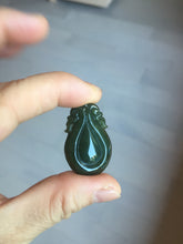 Load image into Gallery viewer, 100% Natural type A dark green/gray/black(油青) Jadeite Jade seashell (福贝)  pendant group BP187
