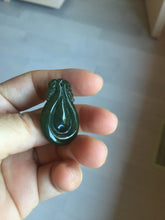 Load image into Gallery viewer, 100% Natural type A dark green/gray/black(油青) Jadeite Jade seashell (福贝)  pendant group BP187
