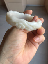 Load image into Gallery viewer, 53mm 100% natural light beige white Quartzite (Shetaicui jade) carved Magpie and plum blossom bangle SY107
