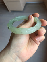 Load image into Gallery viewer, 57mm 100% natural icy watery light green carved nine-tailed fox Xiu Jade (Serpentine) bangle SY106
