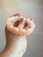 Load image into Gallery viewer, 60mm 100% natural light pink orange white Quartzite (Shetaicui jade) carved flowers bangle SY110
