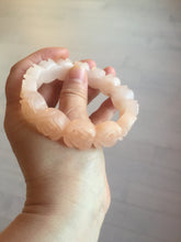 Load image into Gallery viewer, 60mm 100% natural light pink orange white Quartzite (Shetaicui jade) carved flowers bangle SY110
