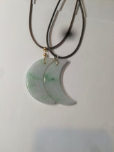 Load image into Gallery viewer, Certified Type A 100% Natural sunny green/purple/white jadeite Jade moon Pendant pair AY54-1
