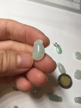 Load image into Gallery viewer, 100% natural type An icy watery light purple green white blessed melon 福瓜) Jadeite Jade pendant group BP58
