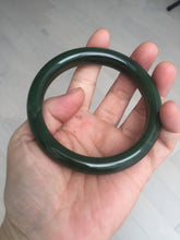 Load image into Gallery viewer, 63mm certified 100% Natural dark green(碧玉) black nephrite Jade bangle HF107-0882
