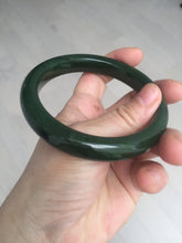 Load image into Gallery viewer, 63mm certified 100% Natural dark green(碧玉) black nephrite Jade bangle HF107-0882
