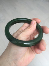 Load image into Gallery viewer, 63mm certified 100% Natural dark green(碧玉) black nephrite Jade bangle HF107-0882
