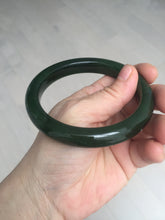 Load image into Gallery viewer, 63mm certified 100% Natural dark green(碧玉) black nephrite Jade bangle HF107-0882

