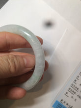 Load image into Gallery viewer, 54mm Certified type A 100%  Natural white/light green round cut Jadeite bangle W98-6505
