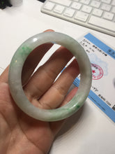 Load image into Gallery viewer, Shopify only. 55.7mm certified 100% natural icy watery light white/sunny green jadeite jade bangle BN73-9363
