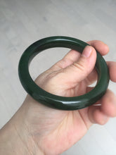 Load image into Gallery viewer, 63mm certified 100% Natural dark green(碧玉) black nephrite Jade bangle HF107-0882
